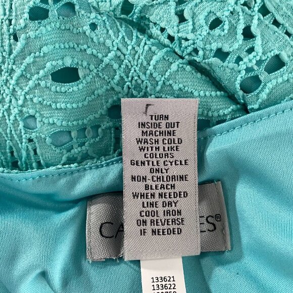 Catherines Dress Women's 4X Eyelet Turquoise Sleeveless Tie Waist NWT DR-1085 - Picture 13 of 14